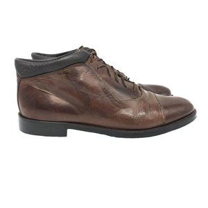 JOHNSTON & MURPHY Domani Brown Leather Chukka Mens Shoe 9.5M Padded Heel Cap Toe